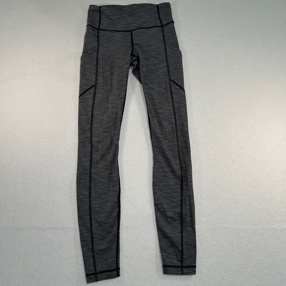 Lululemon Speed Up Tights Women 2 Gray Space Dye Running Leggings Pockets